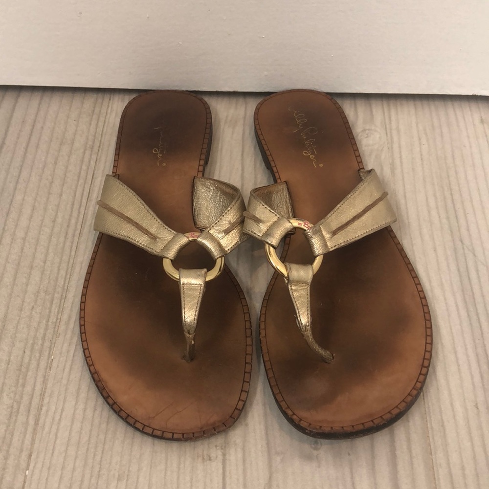 lilly pulitzer gold sandals